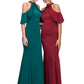 CLEARANCE - Eureka 6110 Cold Shoulder High Neckline Mermaid Gown (Size XS)