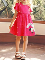 Children's Unicorn Rainbow Round Neck Casual Dress - Farnelli