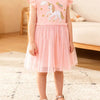 Children's Unicorn Ruffle Sleeve Tulle Dress - Watermelon pink