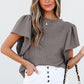 Brynn Textured Flutter Sleeve Top - Farnelli