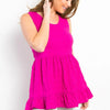Be Stage Ruffled Sleeveless Babydoll Top - Fuschia