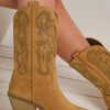 Beast Fashion Rhinestone Detail Point Toe Boots - Camel
