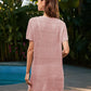 Openwork Round Neck Short Sleeve Cover-UP - Farnelli