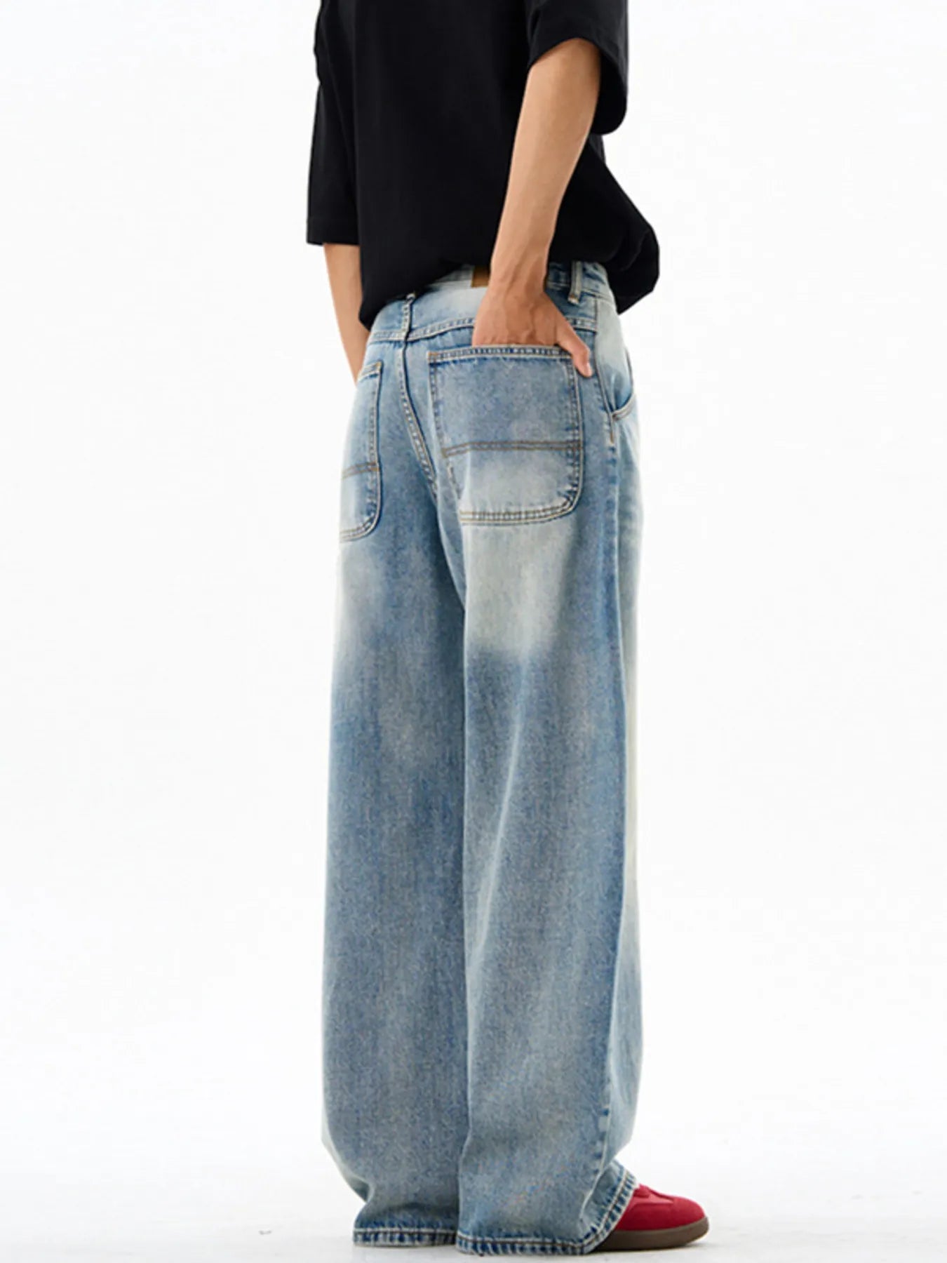 Men's Vintage Wash Wide Leg Jeans - Farnelli