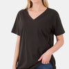 Zenana Full Size V-Neck Short Sleeve T-Shirt - Black