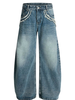 Men's Wide-Leg Vintage Wash Jeans - Farnelli