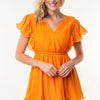 White Birch Full Size Short Sleeve Woven Layered Dress - Apricot