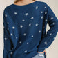 Umgee Full Size Star V-Neck Long Sleeve Sweater Plus Size - Farnelli