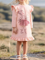 Children's Ruffle Trim Long Sleeve Dress - Farnelli