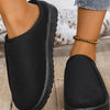 Round Toe Platform Slippers - Black