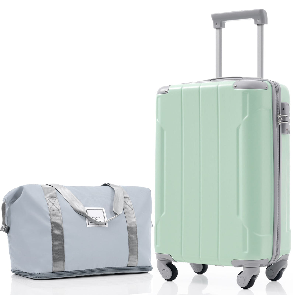HouseOfZazla 20-inch hard case carry-on luggage set with spinner wheels, 3-piece design
