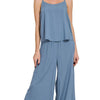 Zenana Woven Cami & Pants Set - DUSTY BLUE