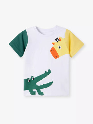 Children's Cartoon Animal Print Short Sleeve T-Shirt - Farnelli