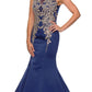 Juliet 623 Trumpet Style Gown with Applique Beading