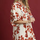 Umgee Two Tone Floral Tie-Neck Babydoll Dress - Farnelli