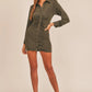 MABLE Front Ruched Button-Down Skinny Mini Shirt Dress - Farnelli