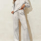 Collared Sweatshirt and High Waist Pants Active Set - Farnelli