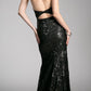 Cinderella Divine 62495 Halter Lace Up Bodice Sequins Gown Open Back