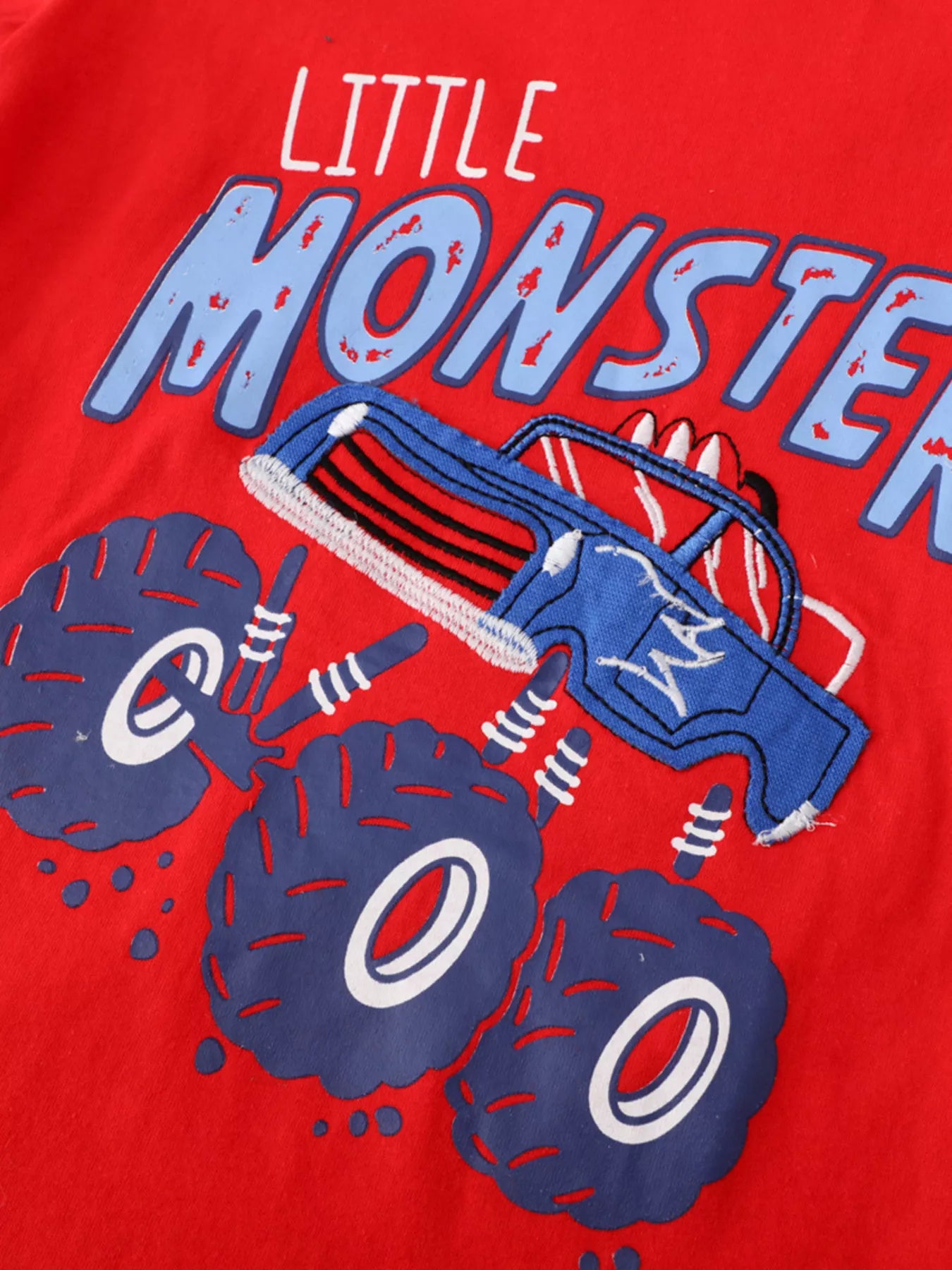 Children's Monster Truck Round Neck Tee and Shorts Set - Farnelli
