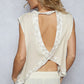 POL Round Neck Sleeveless Top with Floral Contrast - Farnelli