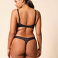 Gossard Glossies Black Sheer Thong Panty