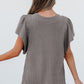 Brynn Textured Flutter Sleeve Top - Farnelli