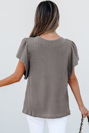 Brynn Textured Flutter Sleeve Top - Farnelli