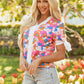Aleia Floral Knotted Short Sleeve Blouse - Farnelli
