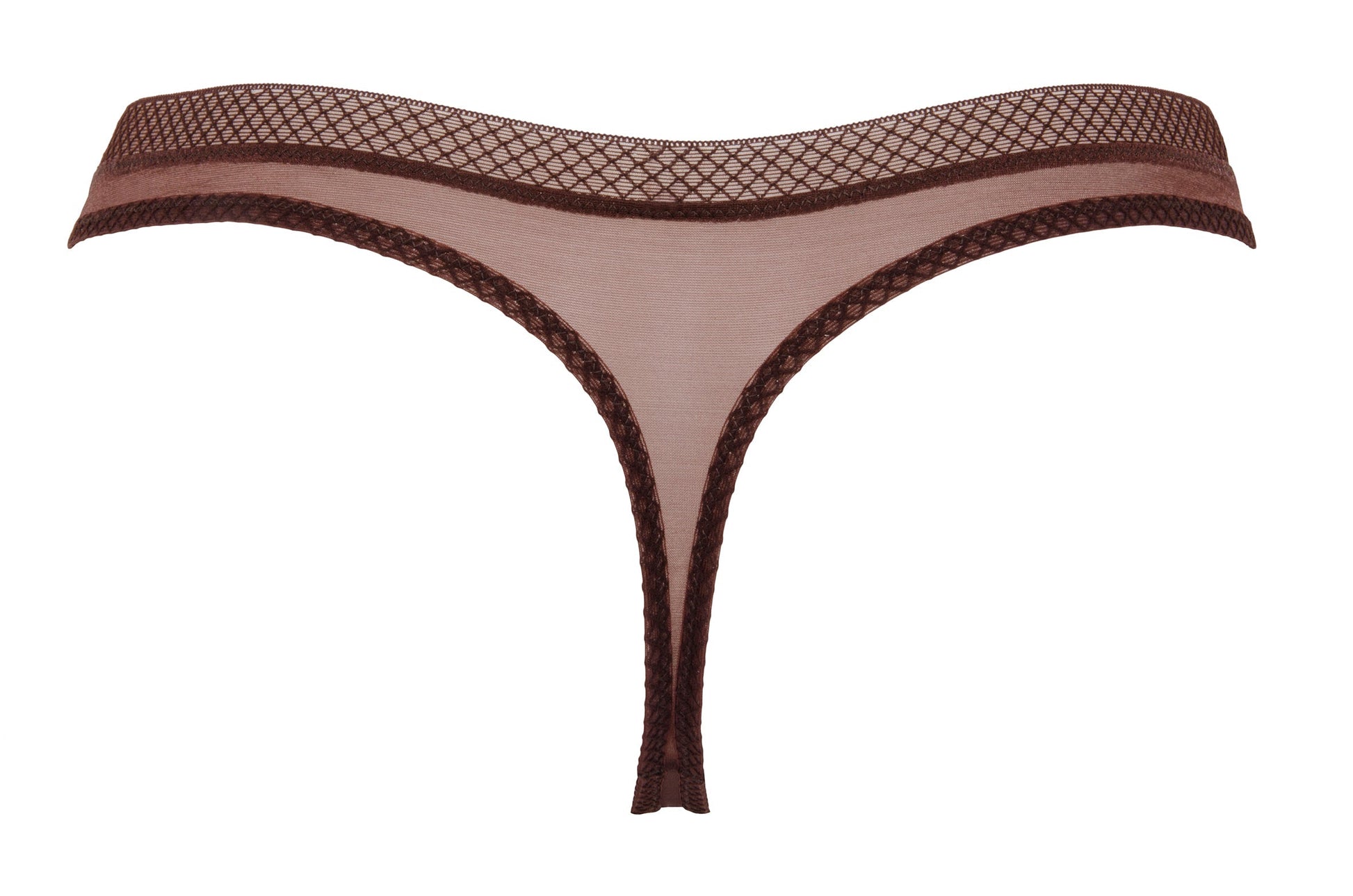 Gossard Glossies Rich Brown Sheer See Through Thong Panty-3
