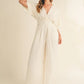 MABLE Fluffy Deep V Neck Wide Leg Jumpsuit - Farnelli