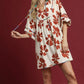 Umgee Two Tone Floral Tie-Neck Babydoll Dress - Farnelli