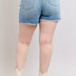 Judy Blue Full Size High Waist Western Embroidery Detail Cut Off Denim Shorts Plus Size - Farnelli