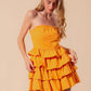 SO ME Strapless Ruffle Layered Game Day Cheer Up Dress - Farnelli