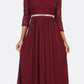 CLEARANCE - Celavie 6305L Three-Quarter Length Lace Sleeve Dress A-line (Size M)