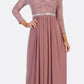 CLEARANCE - Celavie 6305L Three-Quarter Length Lace Sleeve Dress A-line (Size M)