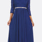 CLEARANCE - Celavie 6305L Three-Quarter Length Lace Sleeve Dress A-line (Size M)