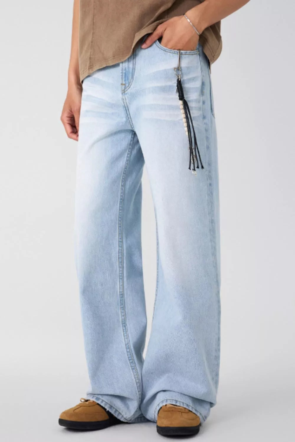 Men's Wide Leg Wash Jeans - Farnelli