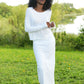 Pima Cotton Mini Knit Crewneck Sweater - White