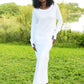 Pima Cotton Mini Knit Crewneck Sweater - White