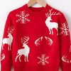 Children's Reindeer & Snowflake Knit Sweater - Red
