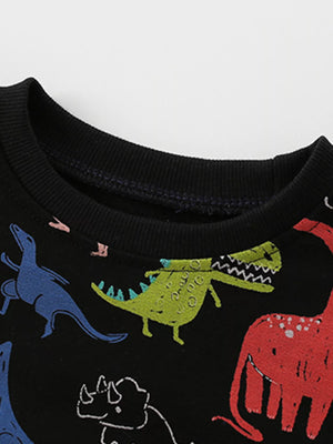 Children's Dinosaur Print Crew Neck Sweatshirt - Farnelli