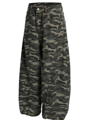 Men's Camouflage Wide Leg Cargo Jeans - Farnelli