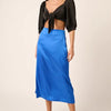 Mittoshop Side Slit Satin Midi Skirt - Sapphire
