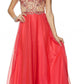 Juliet 637 Sleeveless A-Line Rhinestone Embellished Gown