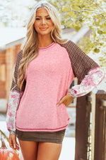 Elena Raglan Sleeve Ribbed Knit Patchwork Blouse - Farnelli