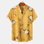 Men's Plus Size Floral Print Short Sleeve Button Down Shirt - Farnelli