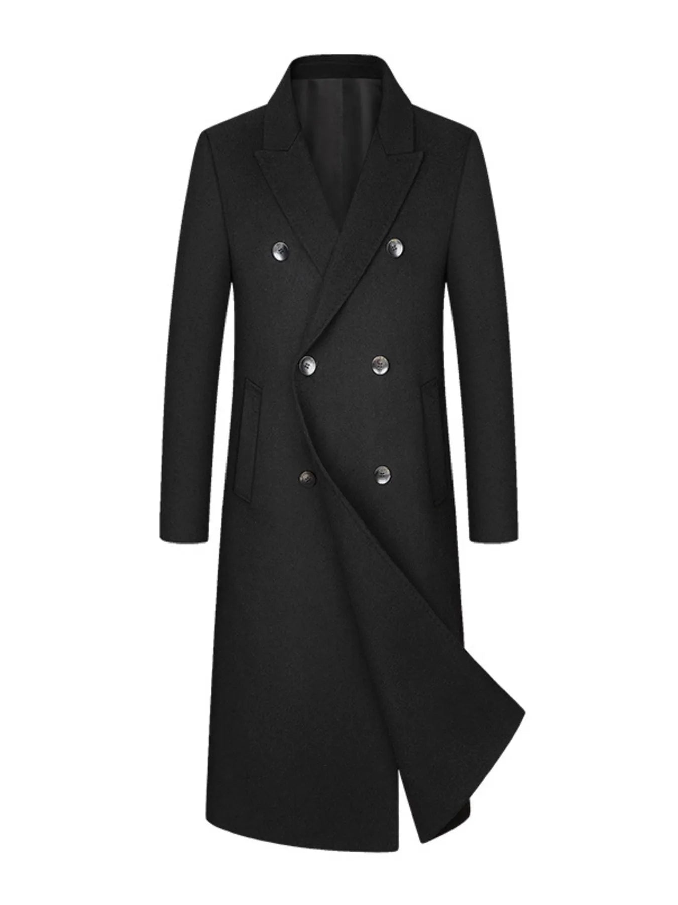 Men's Plus Size Double-Breasted Longline Coat - Farnelli