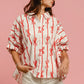 BiBi Bow Ribbon Woven Printed Button Down Shirt - Farnelli