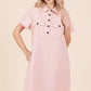 Mittoshop Button Detail Collared Neck Short Sleeve Shirt Dress - Farnelli