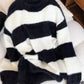 Men's Plus Size Striped Fuzzy Knit Pullover Sweater - Farnelli